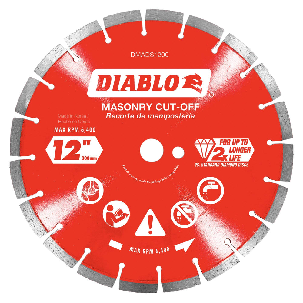 Diablo 12in diamond segmented masonry blade for fast, smooth concrete cutting