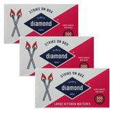 Diamond Greenlight strike-on-box matches with 300 per box for quick lighting