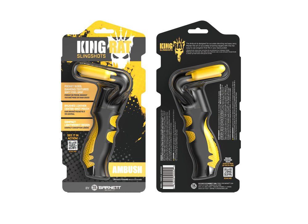 Diamond textured soft-feel grip on Ambush slingshot