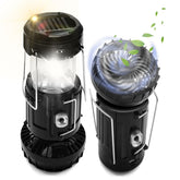 DIBMS 2-Pack Solar Camping Fan Lantern front view for bright tent lighting
