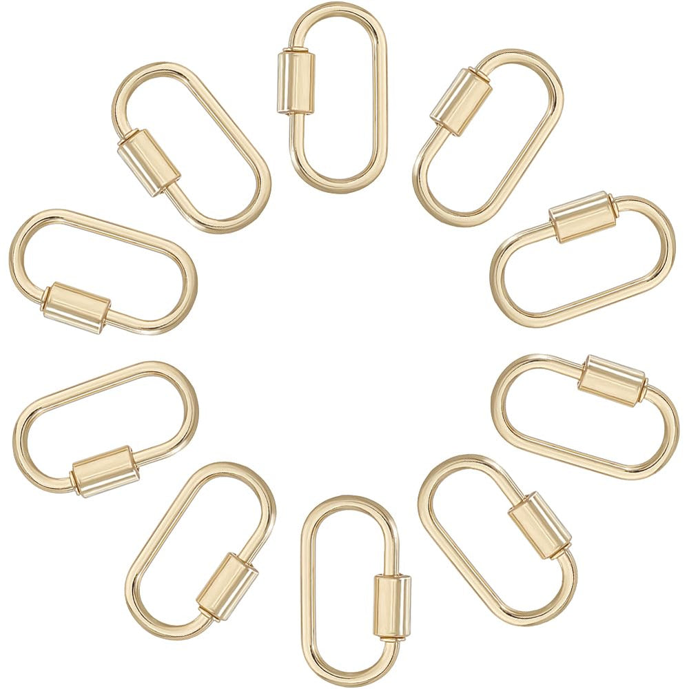 DICOSMETIC oval screw-lock carabiner in gold for secure keychains and crafted jewelry projects