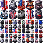Didaey neck gaiter bulk with multi-designs, front view, versatile outdoor protection.