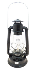 Dietz Blizzard hurricane lantern in black body provides rugged outdoor lighting for camping