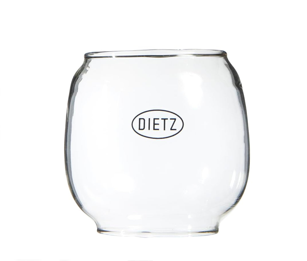 Dietz Little Wizard replacement globe shown from the side with clear glass for authentic restoration.