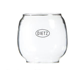 Dietz Little Wizard replacement globe shown from the side with clear glass for authentic restoration.