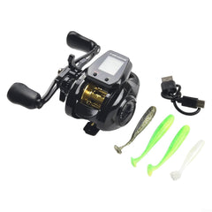 Digital baitcasting reel depth positioning cues at target depths for timing.