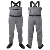 Front view of DikaSun breathable stockingfoot waders