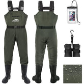 DikaSun waterproof waders with adjustable shoulder straps for a secure, customizable fit.