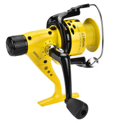 Dilwe heavy duty fishing reel spool close up shows rust resistant metal construction for saltwater use