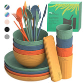 DINETHICS wheat straw dinnerware plates are durable and stain-resistant for daily meals.