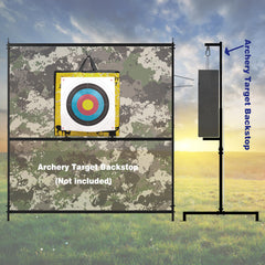 DIOLILI Archery Stand backstop-ready view shows compatibility with 5x5ft targets.