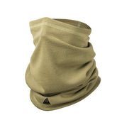Direct Action neck gaiter FR light coyote, front view, breathable protection against wind and dust.