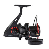 Diwa 12000 spinning reel front view showing robust build for saltwater adventures