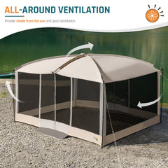 DMH OUTDOORS screen house tent beige spacious interior for gatherings and relaxation