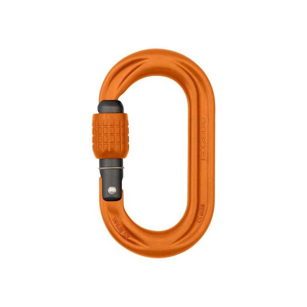 DMM PerfectO orange screw-gate carabiner with keylock nose for snag-free clipping