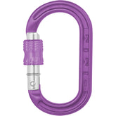 DMM XSRE locking carabiner purple body, ideal for secure gear organization on harnesses