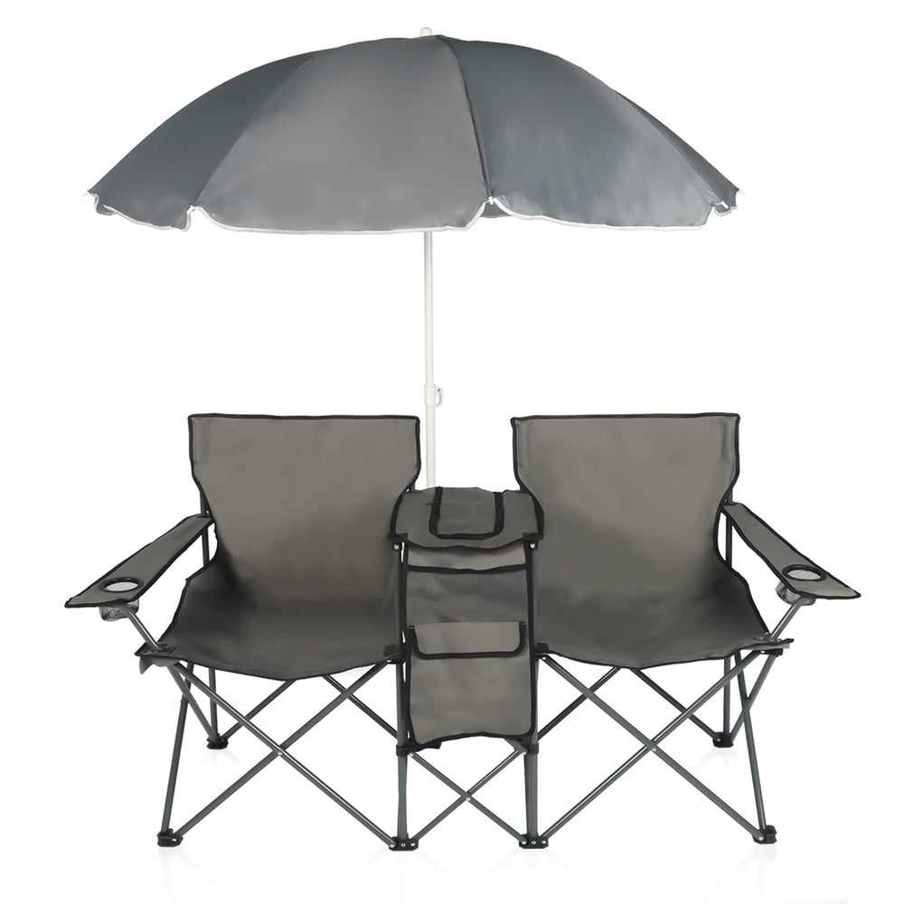 DOALBUN double folding chair with umbrella for shade on sunny beaches