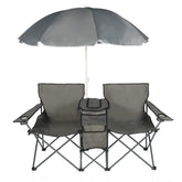 DOALBUN double folding chair with umbrella for shade on sunny beaches