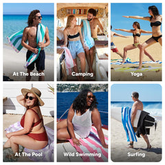 Dock & Bay pastel pier towel in use after swim, highlighting quick-dry performance