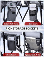 Docusvect chair pockets reveal convenient cup holder and storage for gear.