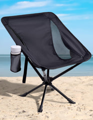 Docusvect swivel portable camping chair showing quick setup for outdoor seating.