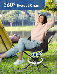 Docusvect ultra portable camping chair folded compactly beside a water bottle.