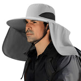 DOCVIT Fishing Hat Light Grey with wide brim and neck flap