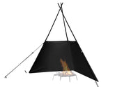 DOD Fire Break windscreen shields the bonfire for steadier flames in windy outdoors.