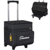Doerpuz cooler with wheels and handle in front view for effortless transport.