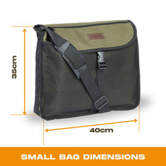 Dog & Field olive front mesh pocket view highlighting phone and key storage