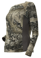 DOING SOMETHING GREAT Excape shirt side panel airflow demonstrates breathable mesh for ventilation.