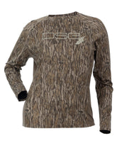 DOING SOMETHING GREAT women's ultra-lightweight hunting shirt front view MO Bottomland with sun protection