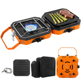 Dollate 2-Burner Stove open view shows sturdy outdoor cooking setup for camping