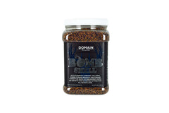 Domain Outdoor Bombshell reusable container holding 3 lb seed for half-acre plots.