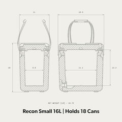 Dometic Recon hardside small16l cooler with back-open lid offers flexible loading.