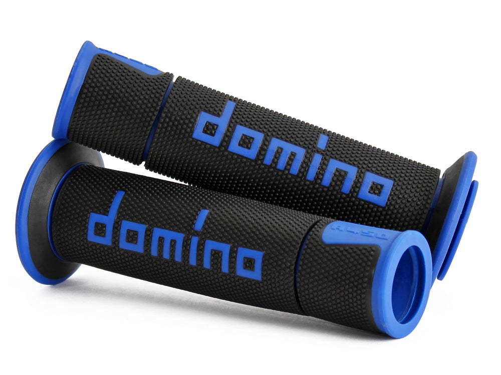 DOMINO A450 racing grips blue-black side view for confident steering on road and track