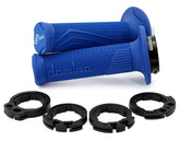 DOMINO D100 lock-on grips blue, side view showing ergonomic grip for motocross.