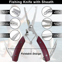 Ergonomic red fishing pliers with non-slip handle