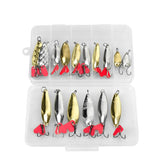 DONQL Spoon Lures Set A – front view of 16pcs metal fishing spoons