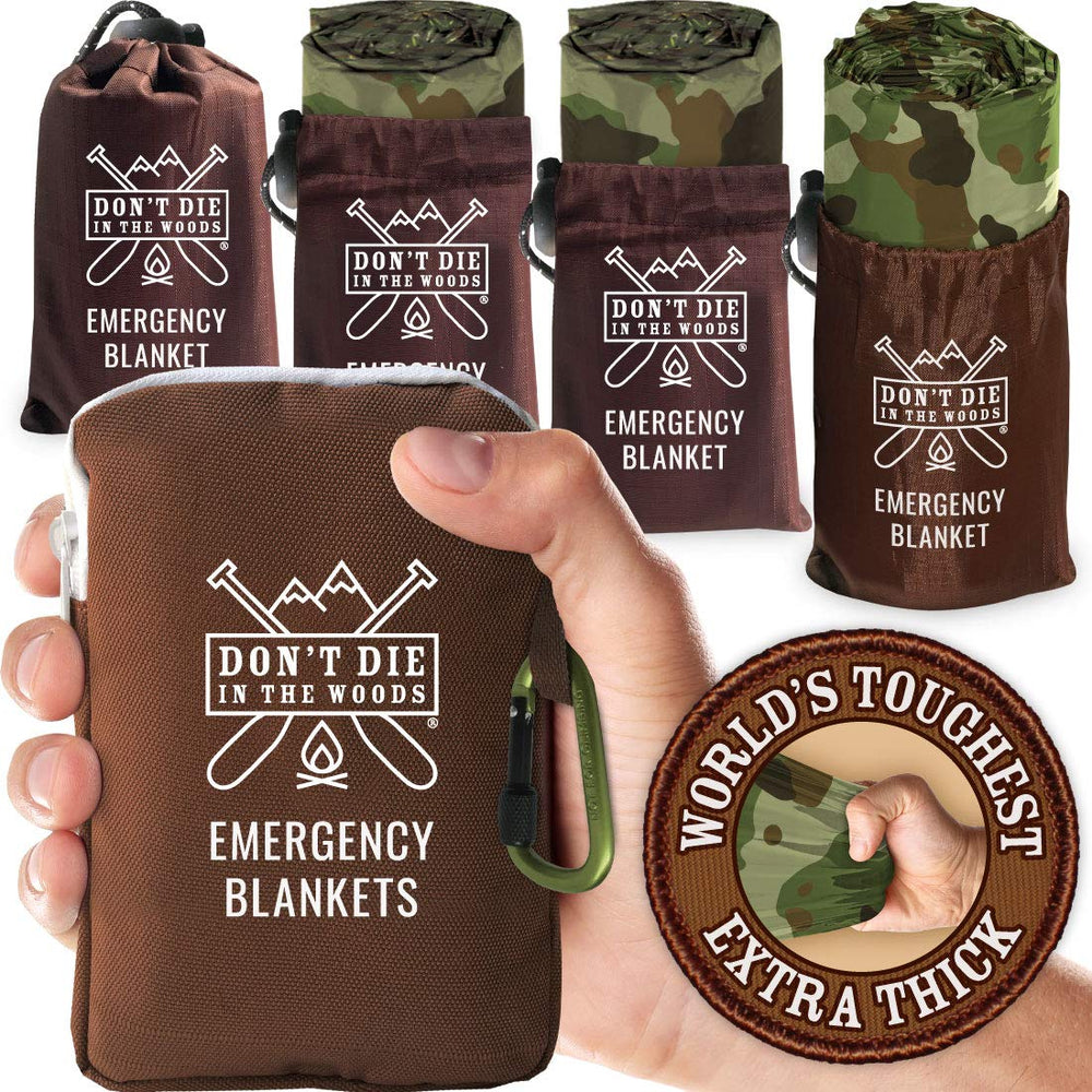 Don't Die In The Woods heatFlex blanket packed for quick grab-and-go emergency warmth.
