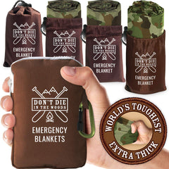 Don't Die In The Woods heatFlex blanket packed for quick grab-and-go emergency warmth.