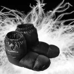 Doorslay Down Booties snug elastic opening seals drafts for warmth.