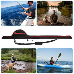 Doorslay fishing rod bag 63inch folded for compact portability and easy backpack storage