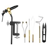 Doorslay fly tying tools kit shown with vise and bobbin holder