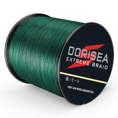 Dorisea Extreme Braid moss green spool shows extended 2000m length for long fishing sessions