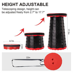 Doseno Upgraded Foldable Stool red closed-compact reveals portable storage and space-saving convenience.