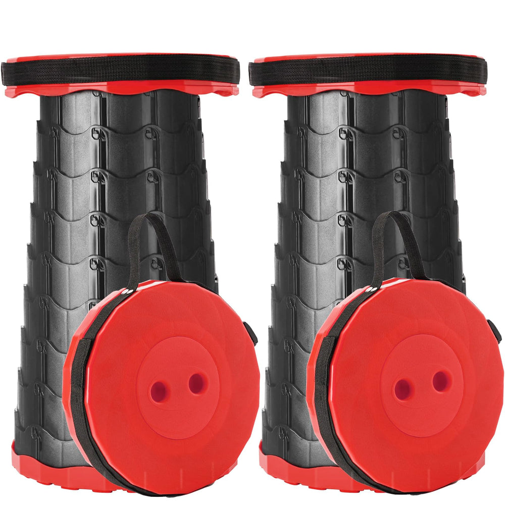 Doseno Upgraded Foldable Stool red front view showcases sturdy, stable seating for outdoor adventures and easy transport.