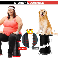Doseno Upgraded Foldable Stool red non-slip-bottom highlights safety grip on slippery or uneven ground.