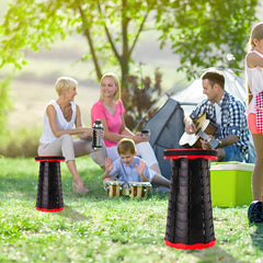 Doseno Upgraded Foldable Stool red open-height-adjustment demonstrates quick setup for varied seating needs.