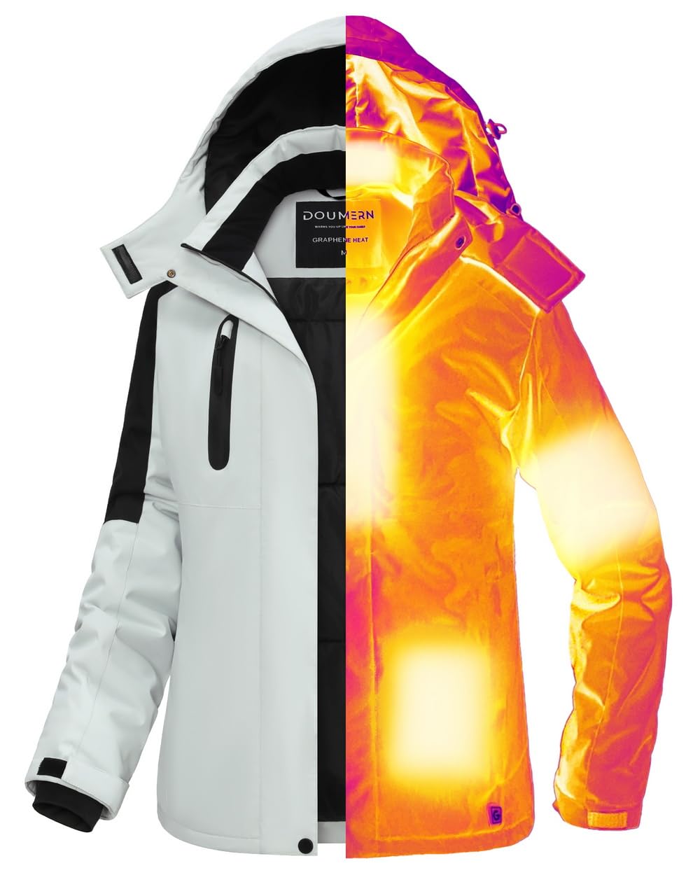 Doubern Official graphene heated jacket – full heat-area coverage for consistent warmth.